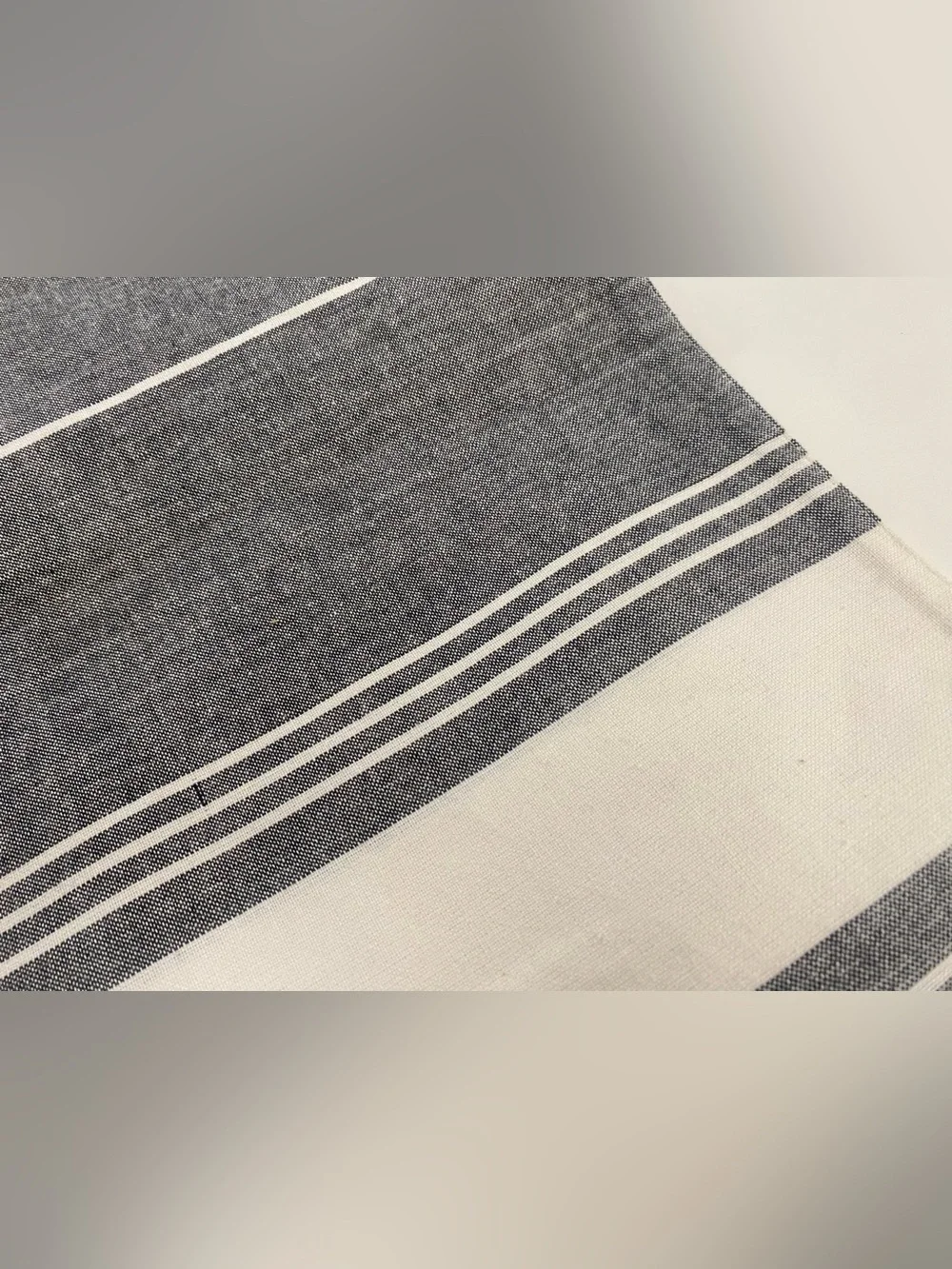 Gray And White Striped Table Runner, 100% Cotton Contemporary Table Linen